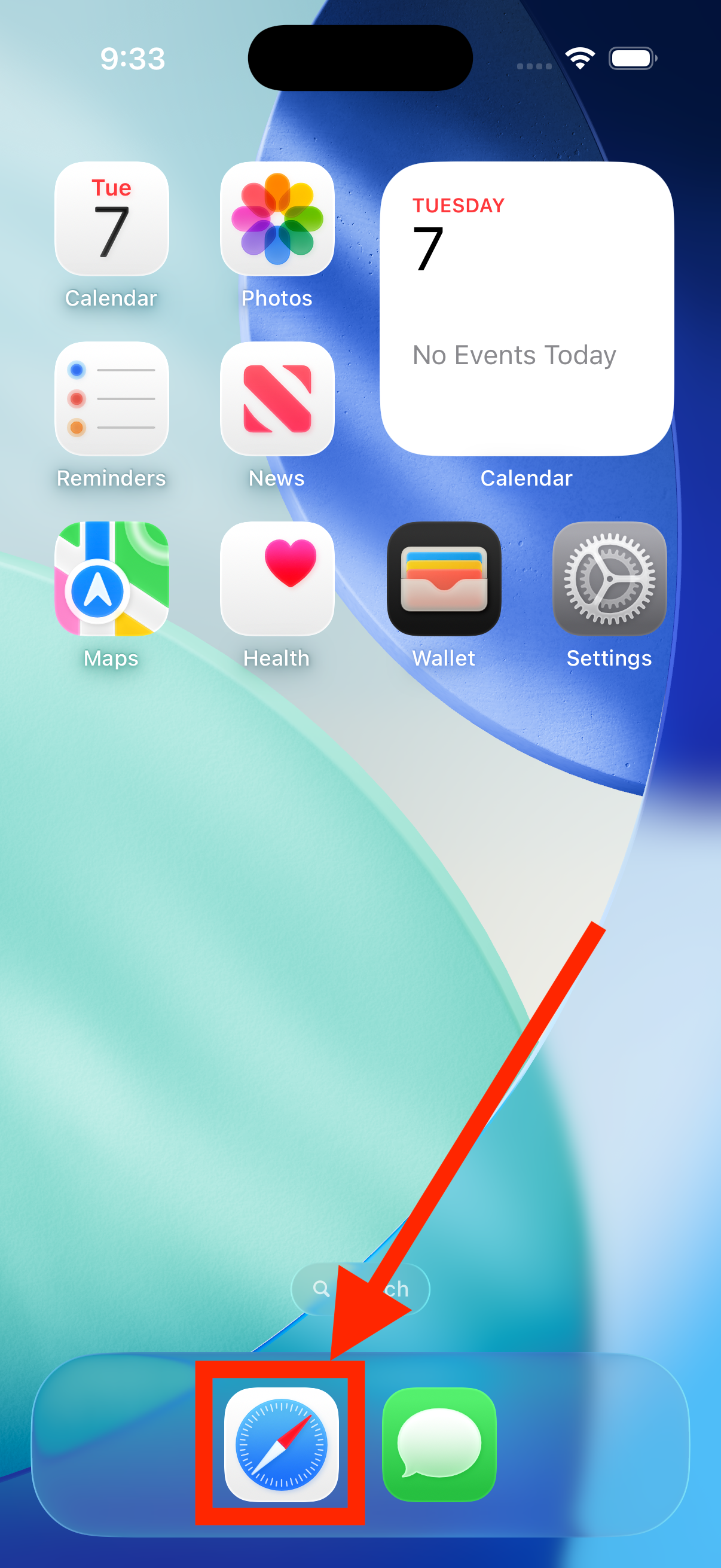 Safari app icon on the iOS home screen